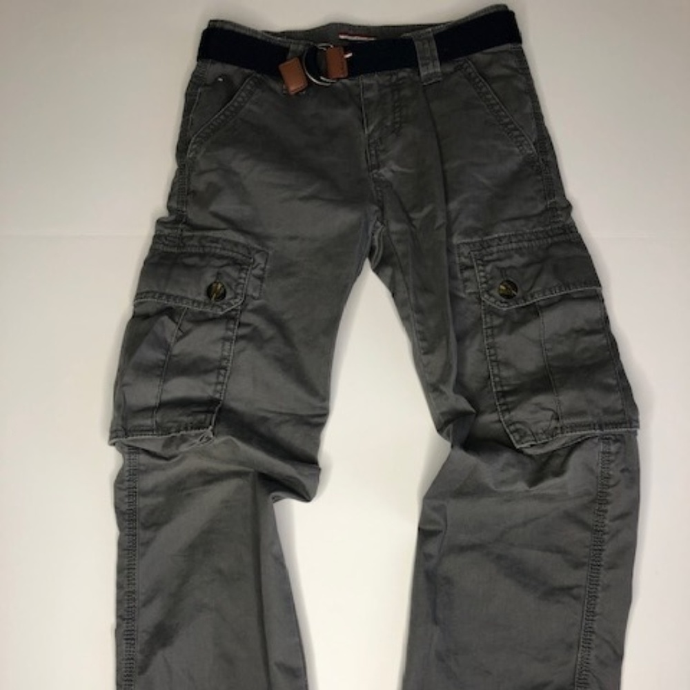 Tommy Hilfiger Boys Gray Back Country Belted Cargo